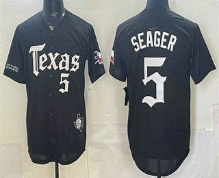 Texas Rangers #5 Corey Seager Black Fedasgoge Gothic Mexico 2025 Vapor Premier Limited Jersey