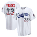 Los Angeles Dodgers #23 Kyle Tucker USA 250 Fourth of July Home Stadium Jersey - White Fedasgoge