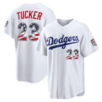 Los Angeles Dodgers #23 Kyle Tucker USA 250 Fourth of July Home Stadium Jersey - White Fedasgoge