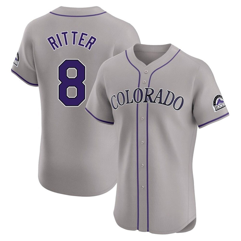 Colorado Rockies #8 Ryan Ritter Player Gray Fedasgoge Limited Elite Home Stitched Jerseys