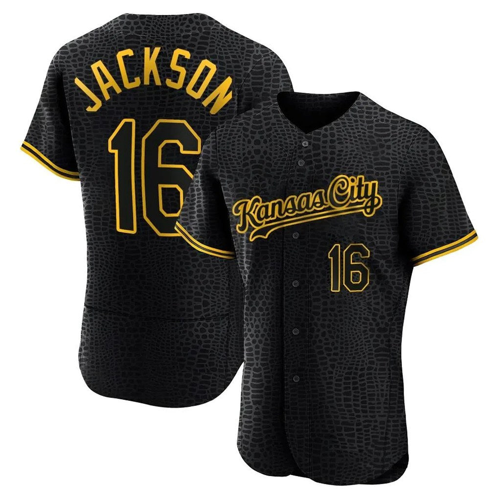 Kansas City Royals #16 Bo Jackson Player Black Fedasgoge Snake Skin City Limited Elite Stitched Jerseys