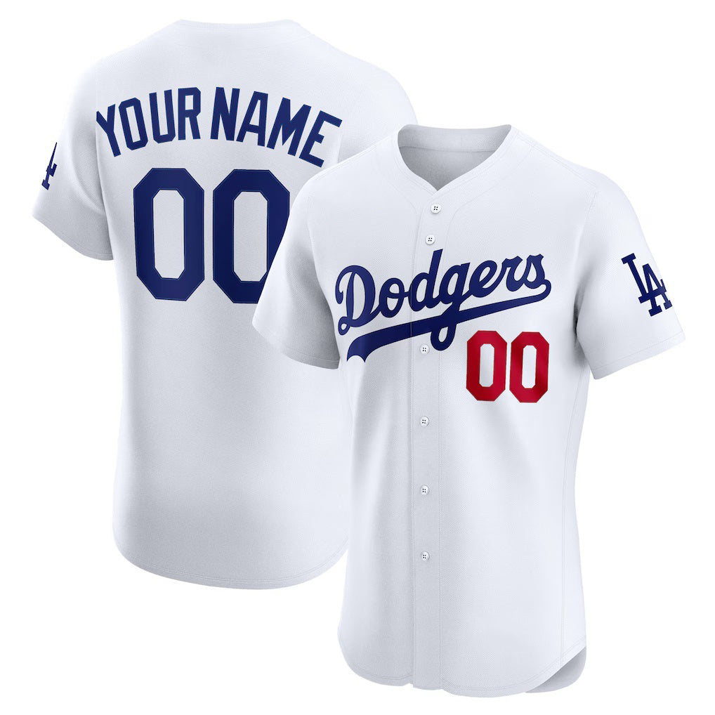 Custom Los Angeles Dodgers White Fedasgoge Home Elite Jersey