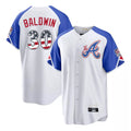 Atlanta Braves #30 Drake Baldwin Player White Fedasgoge USA 250 Fourth Of July City Connect Home Game Stitched Jerseys