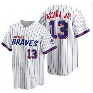 Atlanta Braves #13 Ronald Acuna Jr 2021 City Connect Stitched White FOULKSSHOP Jersey