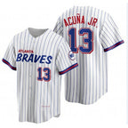 Atlanta Braves #13 Ronald Acuna Jr 2021 City Connect Stitched White FOULKSSHOP Jersey