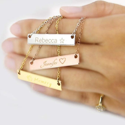 Petite Boutique Customizable Your Name Bar Necklace Personalized Mothers Day Gift Custom Jewelry 16K Plated Aniversary bridesmaid Gift for Women Gold Silver Rose Gold