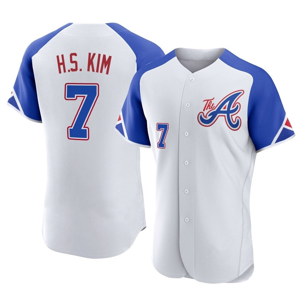 Atlanta Braves #7 Ha-Seong Kim Player White Fedasgoge City Connect Limited Elite Home Game Stitched Jerseys