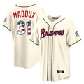Atlanta Braves #31 Greg Maddux Player Cream Fedasgoge USA 250 Fourth Of July Limited Home Game Stitched Jerseys