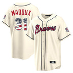 Atlanta Braves #31 Greg Maddux Player Cream Fedasgoge USA 250 Fourth Of July Limited Home Game Stitched Jerseys