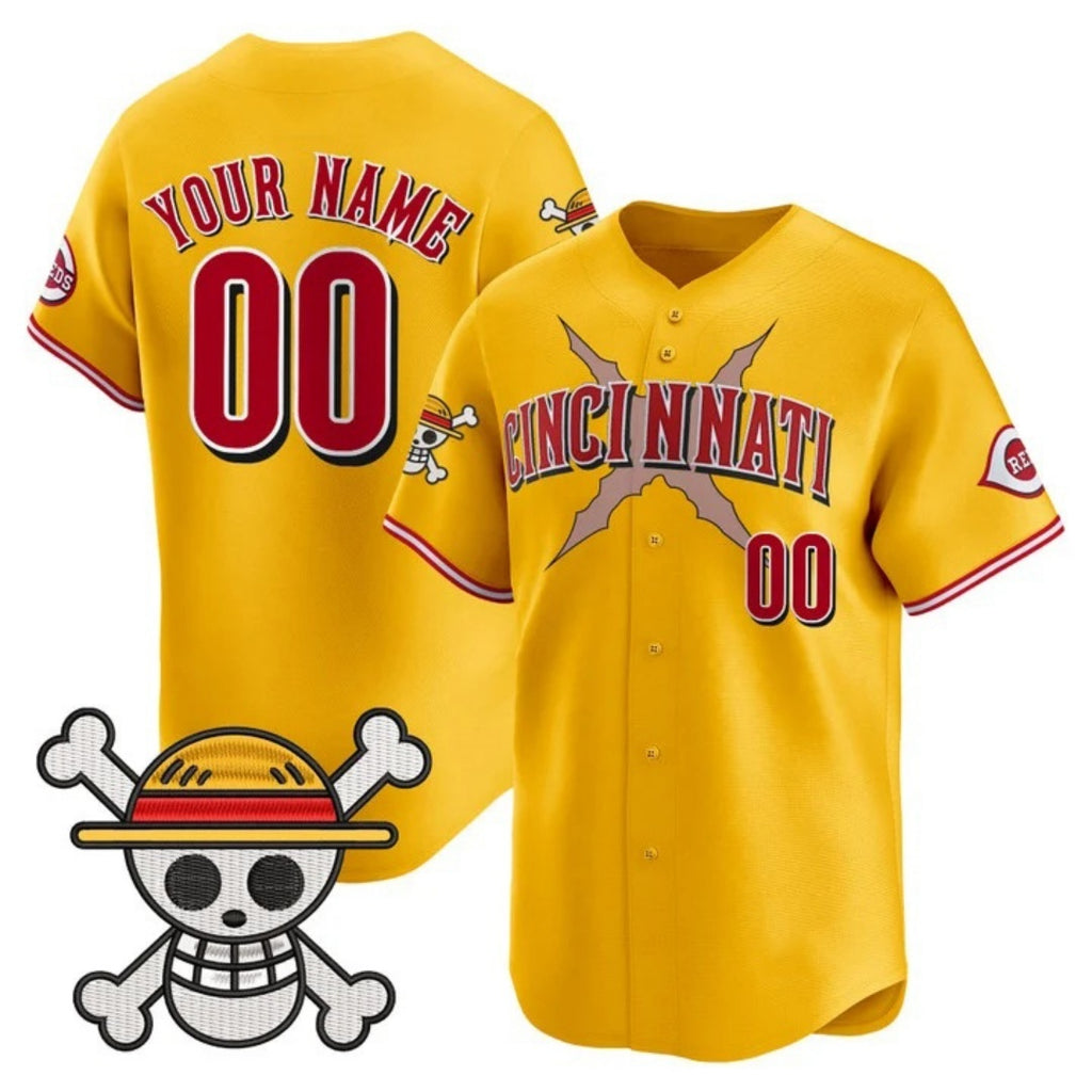 Custom Cincinnati Reds x One Piece Gold Fedasgoge Vapor Premier Limited Jersey - Stitched