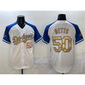 Los Angeles Dodgers #50 Mookie Betts White Royal Gold Fedasgoge 2024 World Series Champions Vapor Limited Stitched Jersey