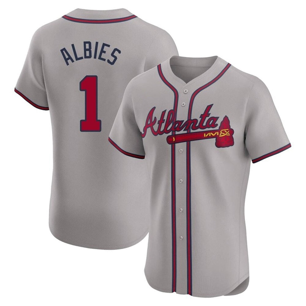 Atlanta Braves #1 Ozzie Albies Player Gray Fedasgoge Limited Elite Home Game Stitched Jerseys