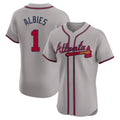 Atlanta Braves #1 Ozzie Albies Player Gray Fedasgoge Limited Elite Home Game Stitched Jerseys