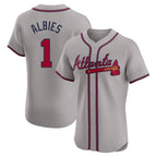 Atlanta Braves #1 Ozzie Albies Player Gray Fedasgoge Limited Elite Home Game Stitched Jerseys