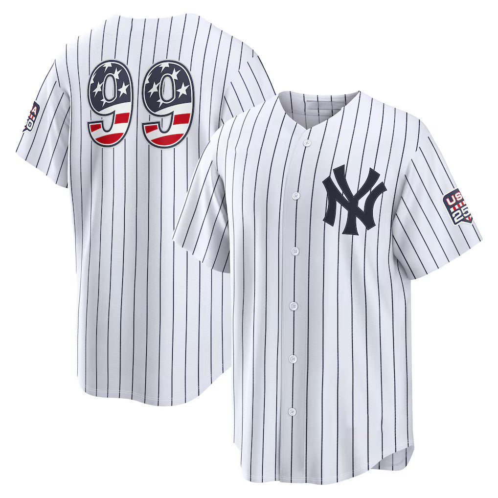 New York Yankees #99 Aaron Judge USA 250 Fourth of July Home Stadium Jersey - White Fedasgoge