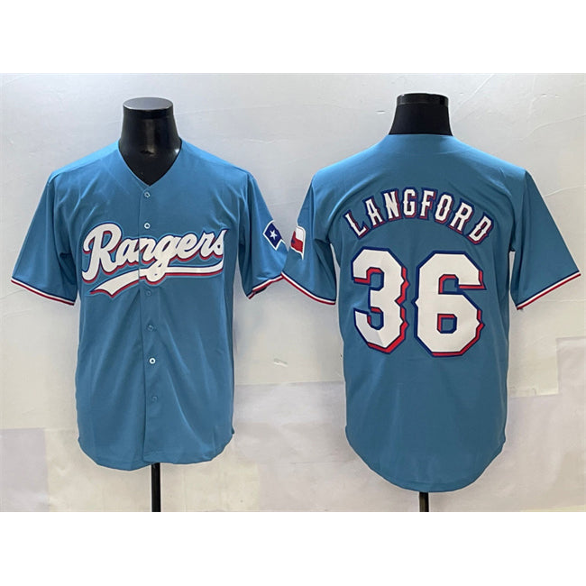 Texas Rangers #36 Wyatt Langford Blue Fedasgoge Limited Stitched Jersey