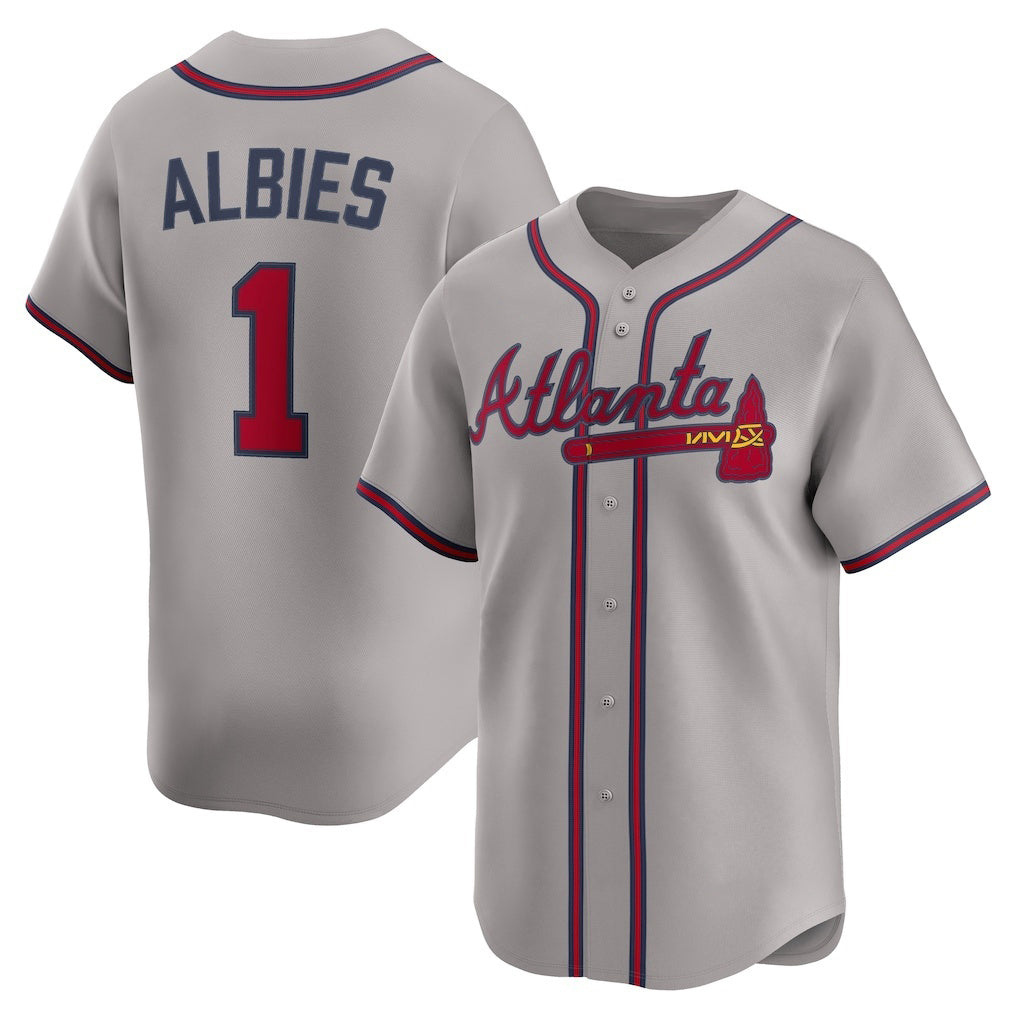 Atlanta Braves #1 Ozzie Albies Gray FOULKSSHOP Road Limited Player Jersey
