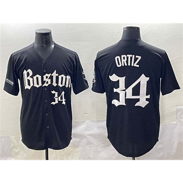 Boston Red Sox #34 David Ortiz Black Fedasgoge Gothic Vapor Limited Stitched Jersey