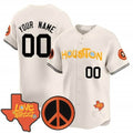 Custom Houston Astros  Love Street & Peace Sign Patch Vapor Premier Limited Jersey V2 ¨C Cream Fedasgoge