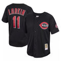 Cincinnati Reds #11 Barry Larkin Player Black Fedasgoge Mitchell & Ness Throwback Cooperstown Mesh Game Stitched Jerseys