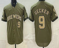 Milwaukee Brewers #9 Bob Uecker Olive Fedasgoge 2026 Armed Forces Day Jersey