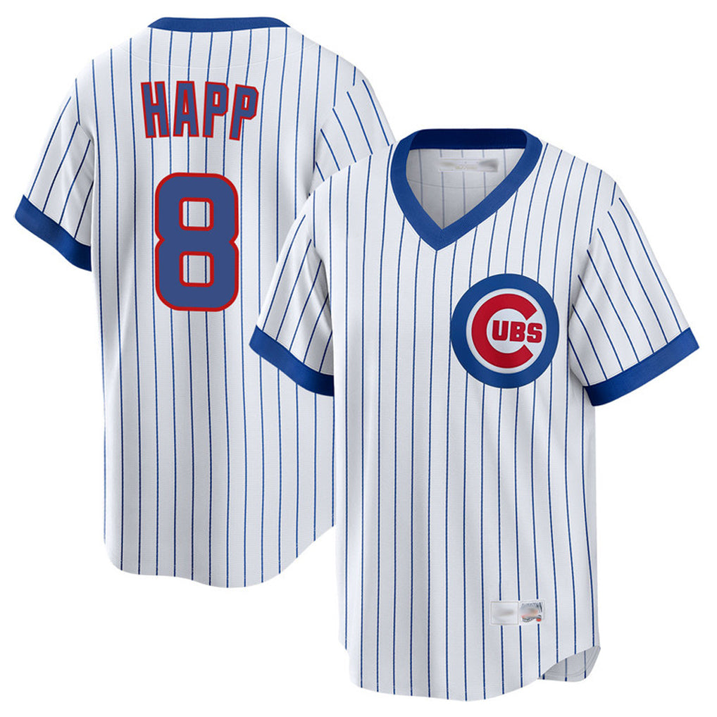 Chicago Cubs #8 Ian Happ Player White Fedasgoge T-shirt Cooperstown Collection Limited Stitched Jerseys