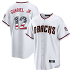 Arizona Diamondbacks #12 Lourdes Gurriel Jr Player White Fedasgoge USA 250 Fourth of July Home Game Stitched Jerseys