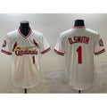 St. Louis Cardinals #1 Ozzie Smith White Fedasgoge With Patch Stitched Jersey