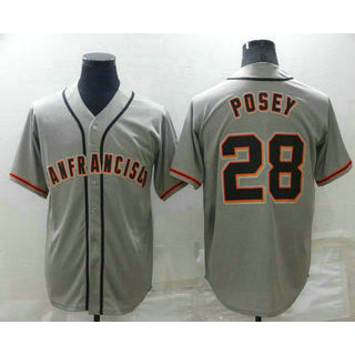 San Francisco Giants #28 Buster Posey Grey Fedasgoge Stitched Cool Base Jersey