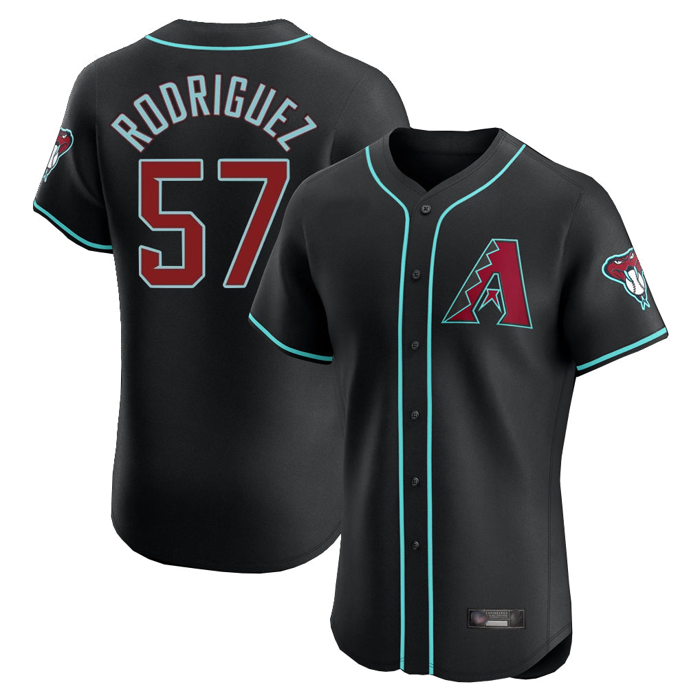Arizona Diamondbacks #57 Eduardo Rodriguez Player Black Fedasgoge Limited Elite Home Game Stitched Jerseys
