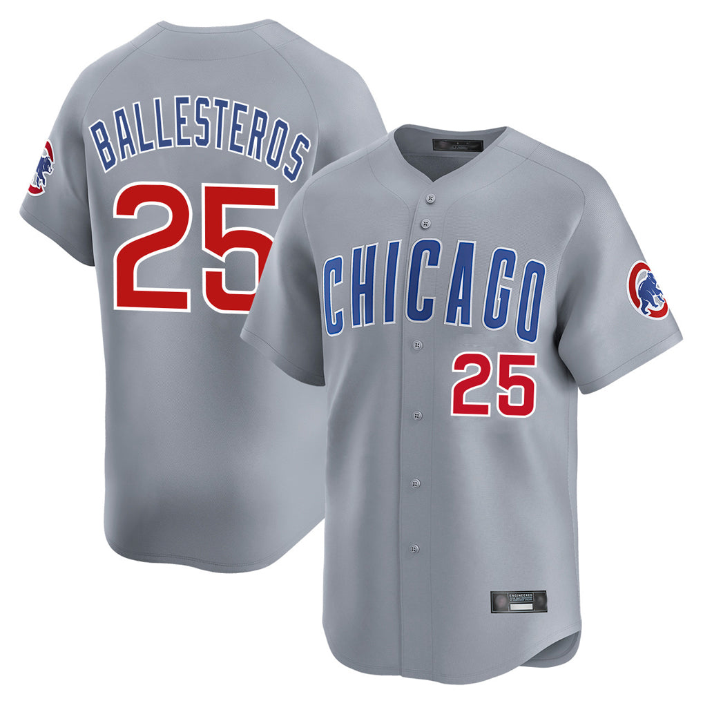 Chicago Cubs #25 Moises Ballesteros Player Gray Fedasgoge Road Limited Home Stitched Jerseys