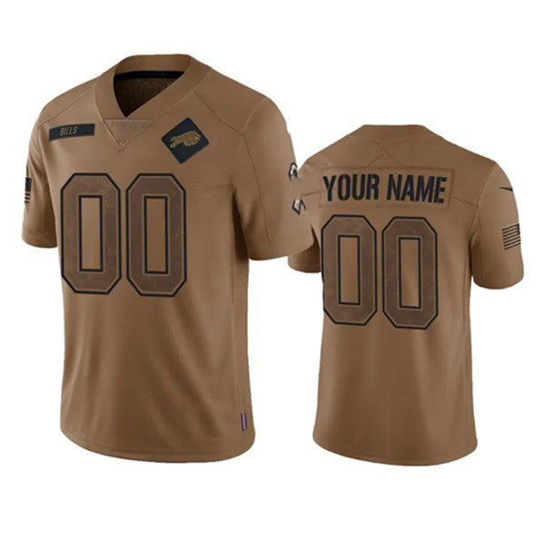 Custom B.Bills Active Player 2023 Brown Fedasgoge Salute To Service Limited Stitched Jersey