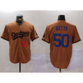 Los Angeles Dodgers #50 Mookie Betts Number Olive Fedasgoge Cool Base Limited Stitched Jersey 2