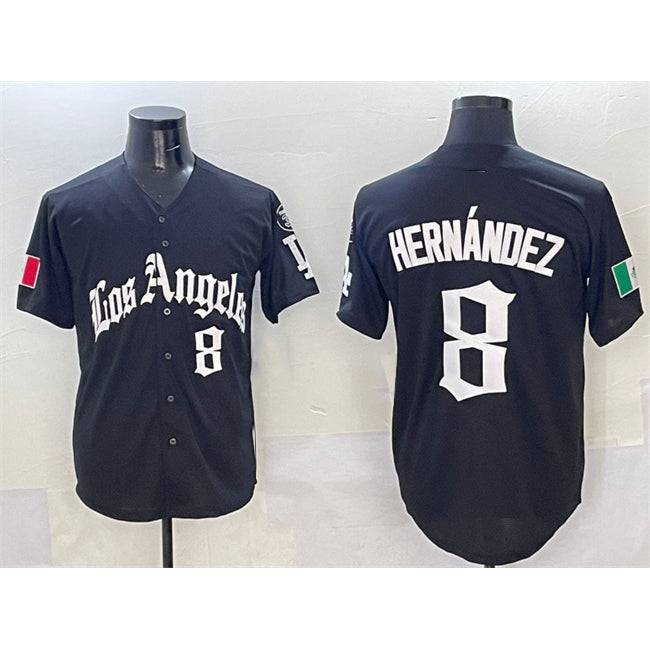 Los Angeles Dodgers #8 Enrique Hernandez Black Fedasgoge Mexico 2025 LA Gothic Style With Fernando Patch Vapor Premier Limited Stitched Jersey