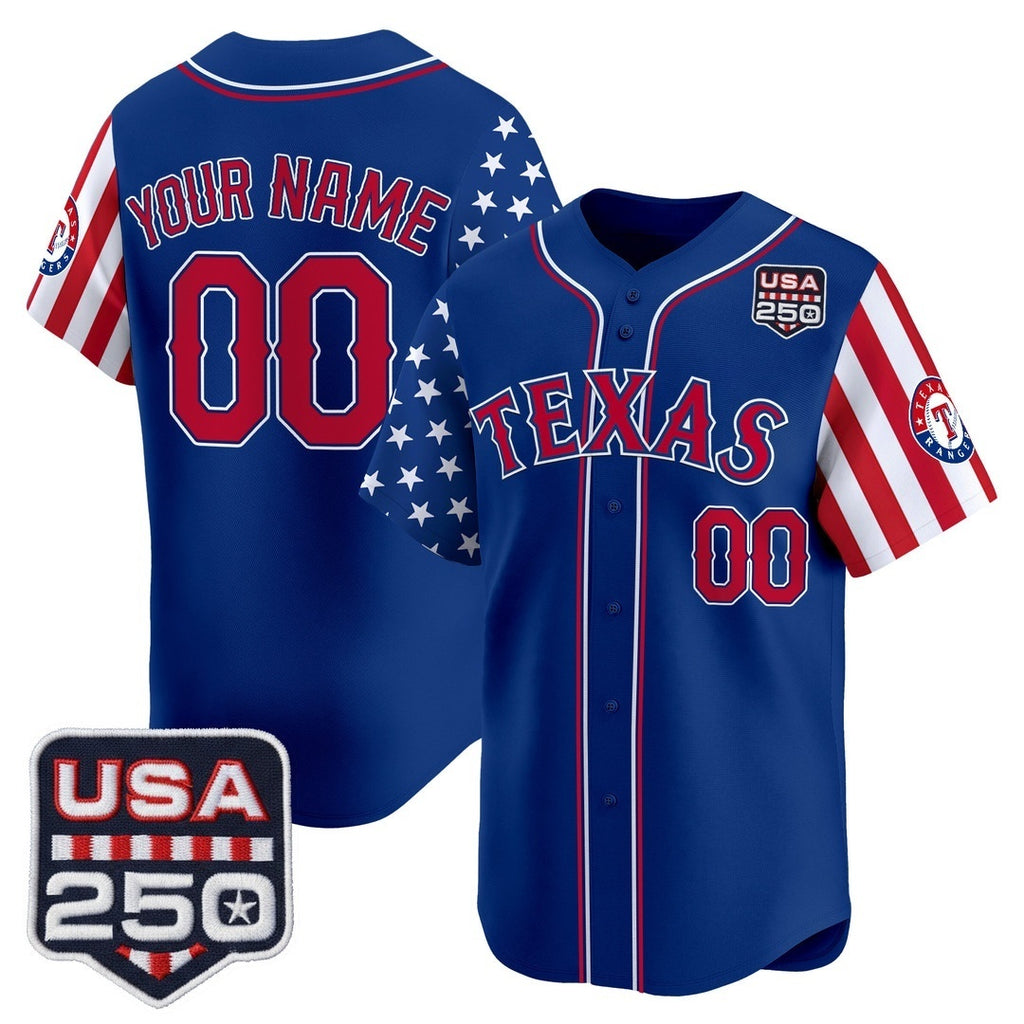 Custom Texas Rangers America 250 Edition Vapor Premier Limited Royal Fedasgoge Stitched Jerseys