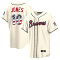 Atlanta Braves #10 Chipper Jones Player Cream Fedasgoge USA 250 Fourth Of July Limited Home Game Stitched Jerseys