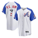 Atlanta Braves #7 Ha-Seong Kim Player White Fedasgoge USA 250 Fourth Of July City Connect Home Game Stitched Jerseys