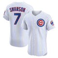 Chicago Cubs #7 Dansby Swanson White Fedasgoge Home Elite Jersey