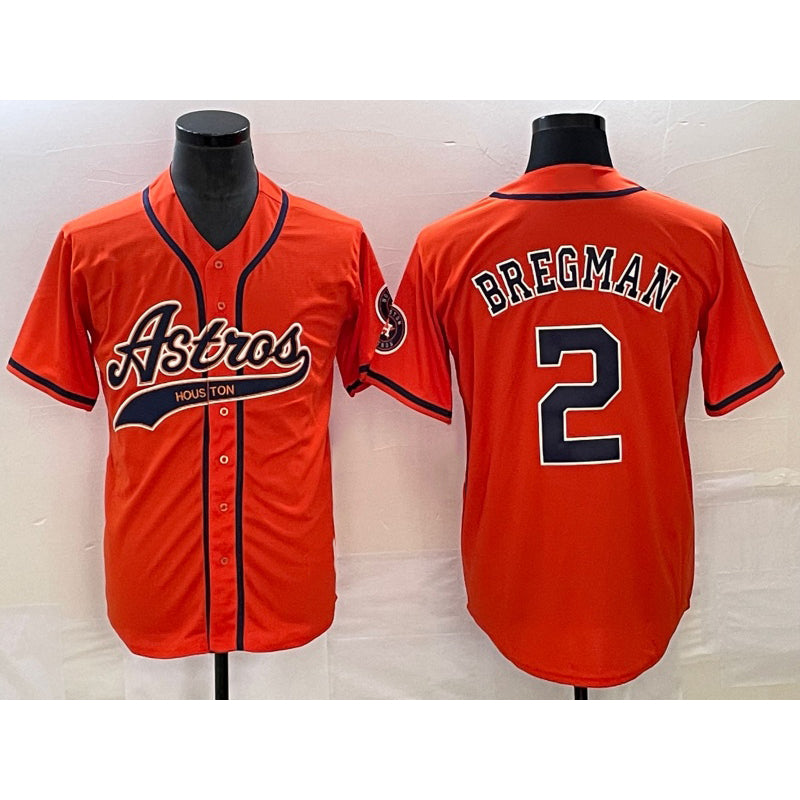 Houston Astros #2 Alex Bregman Orange Fedasgoge With Patch Cool Base Stitched Jersey
