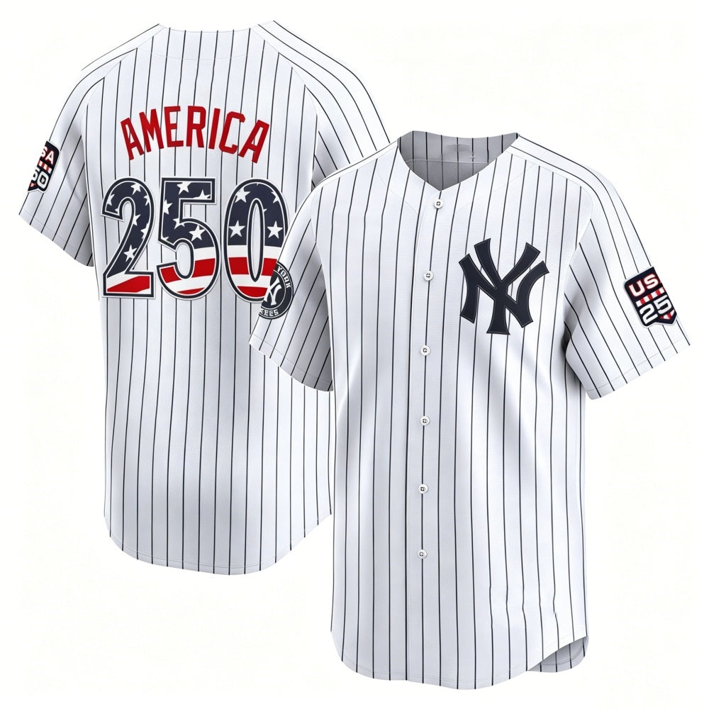 New York Yankees #250 AMERICA White Fedasgoge USA 250 Fourth of July Limited Stitched Jersey