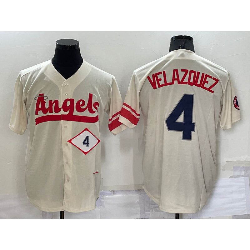 Los Angeles Angels #4 Andrew Velazquez Number Cream Fedasgoge 2022 City Connect Cool Base Stitched Jersey