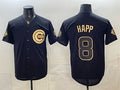 Chicago Cubs #8 lan Happ Black Gold Fedasgoge 150th Anniversary Patch Stitched Jersey