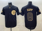Chicago Cubs #8 lan Happ Black Gold Fedasgoge 150th Anniversary Patch Stitched Jersey