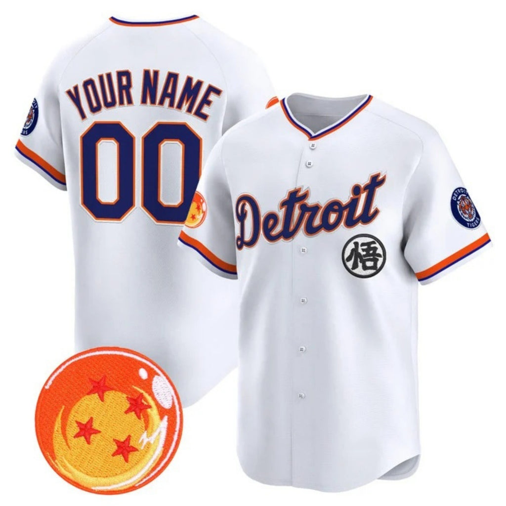 Custom Detroit Tigers x Dragon Ball White Fedasgoge Vapor Premier Limited Jersey - All Stitched