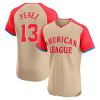 Kansas City Royals #13 Salvador Perez Player Cream Fedasgoge American League All-Star Limited Elite Home Stitched Jerseys