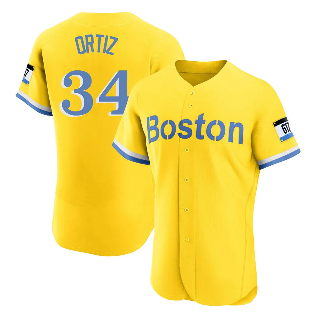 Boston Red Sox #34 David Ortiz Player Yellow Fedasgoge Limited Elite Home Game Stitched Jerseys1