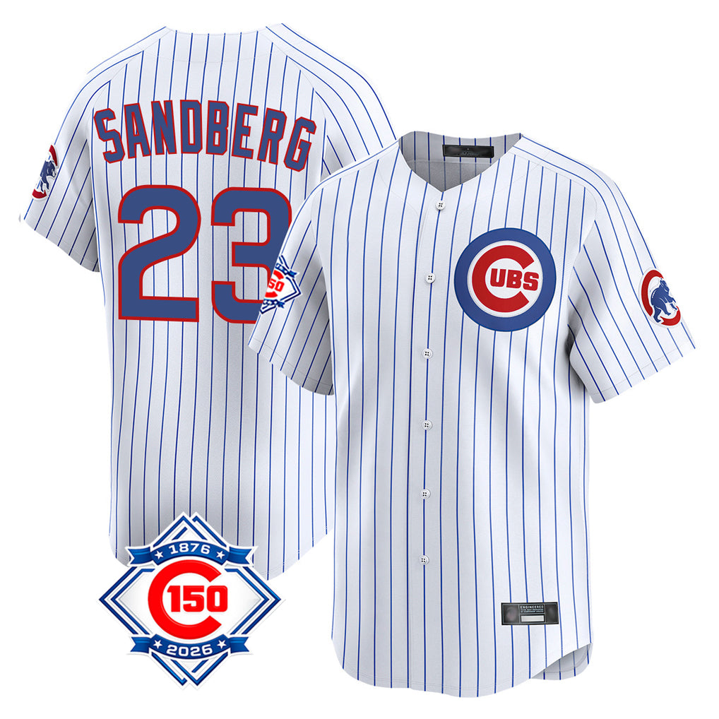 Chicago Cubs #23 Ryne Sandberg Player White Fedasgoge 150th Anniversary Limited Home Game Stitched Jerseys