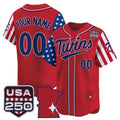 Custom Minnesota Twins America 250 Edition Vapor Premier Limited Red Fedasgoge Stitched Jerseys