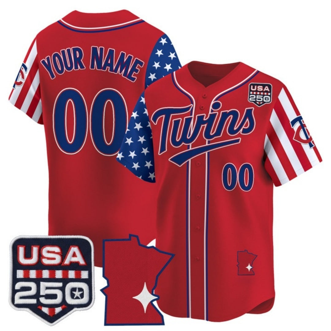 Custom Minnesota Twins America 250 Edition Vapor Premier Limited Red Fedasgoge Stitched Jerseys