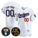 Custom Los Angeles Dodgers Vin Patch & Kobe Bryant Signature Vapor Premier Limited Jersey ¨C White Fedasgoge
